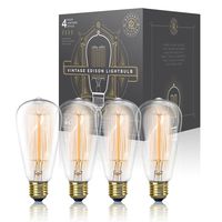 Vintage Edison Light Bulb 60W (4 Pack) - Dimmable Exposed Filament - Incandescent Clear ST58 Teardrop Squirrel Cage Style - E26 Medium Base 2700K - 210 Lumens (4 Pack)