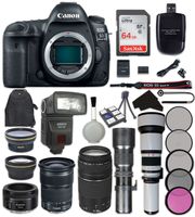 Canon EOS 5D Mark IV Digital SLR Camera Bundle with Canon EF 24-105mm f/3.5-5.6 IS STM Lens + Canon EF 75-300mm f/4-5.6 III Lens + Canon EF 50mm f/1.8 STM Lens + Accessory Kit (22 items)