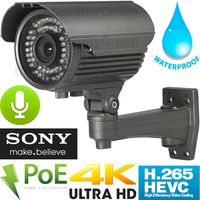USG Ultra 4K 8MP 30FPS IMX274 Chip H.265 IP Bullet Security Camera + RCA Audio : 8MP 4mm Lens, Power Over Ethernet, 72x IR LEDs, Weatherproof, ONVIF 2.4 : Phone App