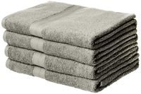 AmazonBasics Fade-Resistant Cotton Bath Towel - Pack of 4, Grey