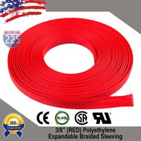 225FWY 10 FT 3/8" 9mm Red Expandable Wire Cable Braided Sleeving Sheathing Loom Tubing US