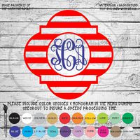 Striped Scallop Frame Monogram Vinyl Die Cut Decal Sticker for Car Laptop etc. MGM756