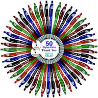 "Thank You" Greeting Gift Stylus Pens For TouchScreen Devices - 2 in 1 Multifunction Pen - Compatible With Tablets, iPads, iPhones 50 Pack