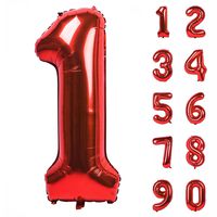 40 Inch Red Large Numbers 0-9 Birthday Party Decorations Helium Foil Mylar Big Number Balloon Digital 1