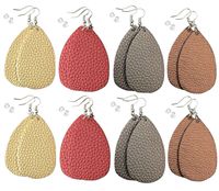 monochef Leather Earrings Lightweight Faux Leather Leaf Dangle Earrings Teardrop Earrings Antique Handmade Earrings for Women Gift, 8 Pairs