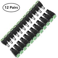 MUXYH 12 Pairs 12V Male & Female 2.1x5.5MM DC Power Jack Plug Adapter Connector for CCTV Security Camera
