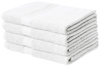 AmazonBasics Fade-Resistant Cotton Bath Towel - Pack of 4, White