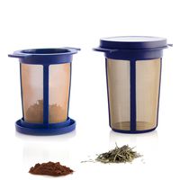 Finum Reusable Stainless Steel Coffee and Tea Infusing Mesh Brewing Basket, Large, Blue