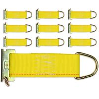 DC Cargo Mall 10-Pack E-Track Rope Tie-Offs, 2" x 6" Yellow Rope Tieoff Cargo Tie-Downs w/Etrack Spring Fittings for Load Securement Tiedown in Pickups, Trailers, Trucks, Boats, Vans, Cars