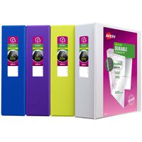 Avery 2" Durable View 3 Ring Binder, Slant Ring, Assorted Colors (17038)