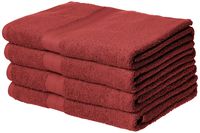 AmazonBasics Fade-Resistant Cotton Bath Towel - Pack of 4, Crimson Red