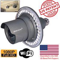 JVS-FLWIFI Floodlight Bulb WiFi Camera Home Security System Wireless Outdoor Waterproof Remote Access Night Vision 1080p E26 LED Floodlight Cam (16GB, Single Camera Model)