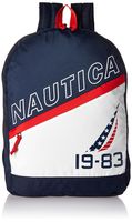 NAUTICA Men's Diagonal Zip Polyester Resistant Laptop Backpack, navy/american, One Size