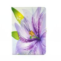 IKASEFU Pretty[Purple Lily] Rhinestone PU Leather Wallet Case with Soft Inner and Card Slots Flip Protective Case Cover Compatible with iPad Pro 9.7"-Purple Lily