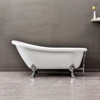 WOODBRIDGE 67" x 30" Slipper Clawfoot Bathtub with Solid Brass Polished Chrome Finish Drain and Overflow, BTA1523, 67" B-0023