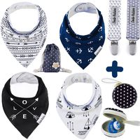 Baby Bandana Drool Bibs by Dodo Babies + 2 Pacifier Clips + Pacifier Case in a Gift Bag, Pack of 4 Premium Quality for Boys or Girls, Excellent Baby Shower/Registry Gift