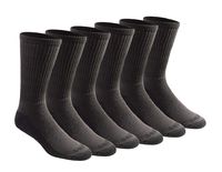 Dickies Men's Big and Tall Multi-Pack Dri-tech Moisture Control Crew Socks, Charcoal (6 Pair), Shoe Size: 12-15