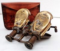 Hanzlacollection Vintage Brass Binocular Antique Folding Monoculor Nautical Telescope Spyglass