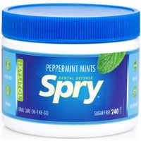 Spry Natural Peppermint Xylitol Mints - On-The-Go Oral Care Sugar Free Mints - 240 Count (2 Pack)