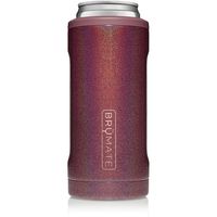 BrüMate Hopsulator Slim Double-walled Stainless Steel Insulated Can Cooler for 12 Oz Slim Cans (Glitter Merlot)