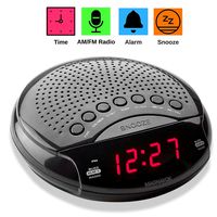 Magnavox Digital Dual Alarm Clock AM/FM Radio, Dimmer, Snooze, 0.6" Digital LED Display and Battery Backup Function, Balck