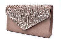 Nodykka Women Evening Envelope Rhinestone Frosted Handbag Party Bridal Clutch Purse,One Size,Bronze