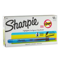 Sharpie 28010 Accent Pen-Style Retractable Highlighter, Fluorescent Blue, 12-Pack
