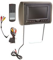 Power Acoustik HDVD-73GR Single 7-Inch Replacement Headrest with DVD and Video Monitor (Gray)