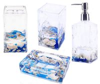 Locco Decor 4 Piece Acrylic Liquid 3D Floating Motion Bathroom Vanity Accessory Set Shell
