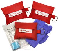 CPR Mask Keychain with Nitrile Gloves (Pack of 3), MCR Medical