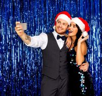 Treasures Gifted Pack of 2 Royal Blue Sparkling Foil Door 3 x 8 Feet Curtains Party Fringe Metallic Decorations Tinsel Window Supply for Under The Ocean Sea Themed Event