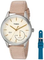 Timex Women's TWG013500 IQ+ Move Activity Tracker Tan Leather Strap Smart Watch Set With Extra Teal Silicone Strap