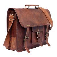 Phoenix Craft Unisex Real Leather Messenger Bag Satchel for Laptop Briefcase Office Bag 15X11X4 Inches Brown