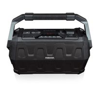 Toshiba TY-ASC20 Trolley Wireless Bluetooth Speaker: Rechargeable IPX4 Water Resistant Indoor Outdoor Boombox with FM Radio, USB and Microphone Input