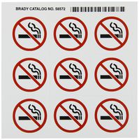 Brady 58572 Right-To-Know Pictogram Labels , Red/Black On White,  1-1/2" Width x 1-1/2" Height,  Pictogram "No Smoking" (9 Per Card,  1 Card per Package)