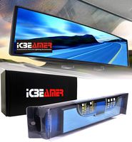 ICBEAMER 10.6" 270mm Flat Blue Surface Universal Fit Wide Angle Panoramic Auto Interior Rear View Blind Spot Mirror