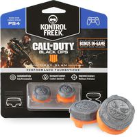 KontrolFreek Call of Duty: Black Ops 4 Grav Slam for PlayStation 4 (PS4) Controller | Performance Thumbsticks | 1 High-Rise Convex, 1 Mid-Rise Convex | Gray/Orange