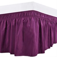 Biscaynebay Wrap Around Bed Skirts Elastic Bed Ruffles, Easy Fit Wrinkle and Fade Resistant Solid Color Silky Luxurious Fabric, Purple King Size 15" Drop