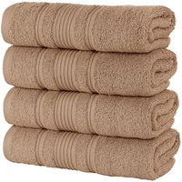 Qute Home Hand Towels - 4 Pack, (16 x 30 inches) | 100% Turkish Cotton | Super Soft Highly Absorbent | Spa & Hotel Quality Towels (Brown)