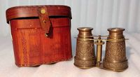 Antique-Brass-Binocular-Vintage-Leather case-Telescope-Pirate-Spyglass-Binocular-Gifts