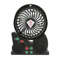 I/O Crest SY-ACC50108 Outdoor Portable Bluetooth Speaker Fan USB Rechargeable Set of 1 Black