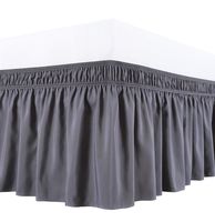 Biscaynebay Wrap Around Bed Skirts Elastic Dust Ruffles, Easy Fit Wrinkle and Fade Resistant Solid Color Silky Luxurious Fabric, Dark Grey Full and Twin Sizes 15 Inches Drop