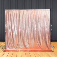 Poise3EHome Sequin Photography Backdrop Curtain with Non See-Through (Non-Transparent) Backing for Party Decoration, (7ft x 7ft, Rose Gold)