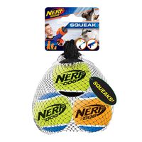 Nerf Dog 2.5in Squeak Tennis Ball 3-Pack: Blue/Green Blue/Orange and Green/Black, Dog Toy