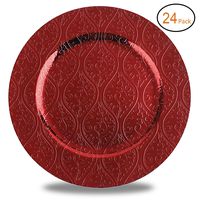 Fantastic:) Round 13 Inch Plastic Charger Plates with Eletroplating Finish (24, Moslem Red)
