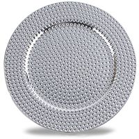 Fantastic:) Round 13 Inch Plastic Charger Plates with Eletroplating Finish (1, Hammer Silver)