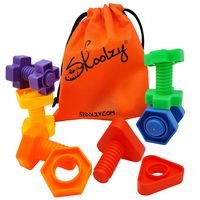 Skoolzy Jumbo Nuts and Bolts Toddler Toys Montessori Toys Building Construction Set | 12 pc Occupational Therapy Tools Matching Fine Motor Skills for Toddlers Boys, Girls | Learning Activities eBook