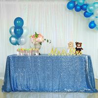 B-COOL 50x80inches Sequin Tablecloth Rectangle Baby Blue Shiny Fabric for Party Wedding Other Event Decoration