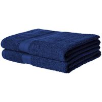 AmazonBasics Fade-Resistant Cotton Bath Towel - Pack of 2, Navy Blue