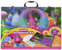 Crayola 1836532 Dreamworks Trolls Glitter Scrapbook Kit, 115+ Pieces Art Gift for Kids 5 & Up, Includes Crayons, Markers, Colored Pencils